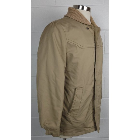 Vintage‎ Sears Mens Khaki Jacket Coat w. Faux Fur Lining 40R - Picture 3 of 12